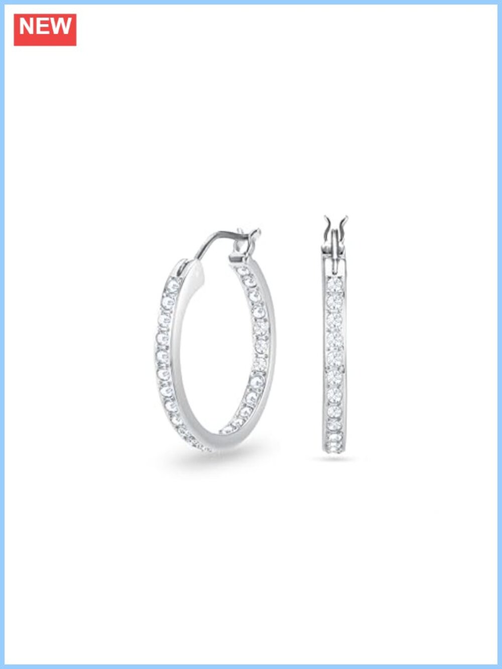 Swarovski Crystal Pavé Hoop Earrings Rhodium Finish Hinged